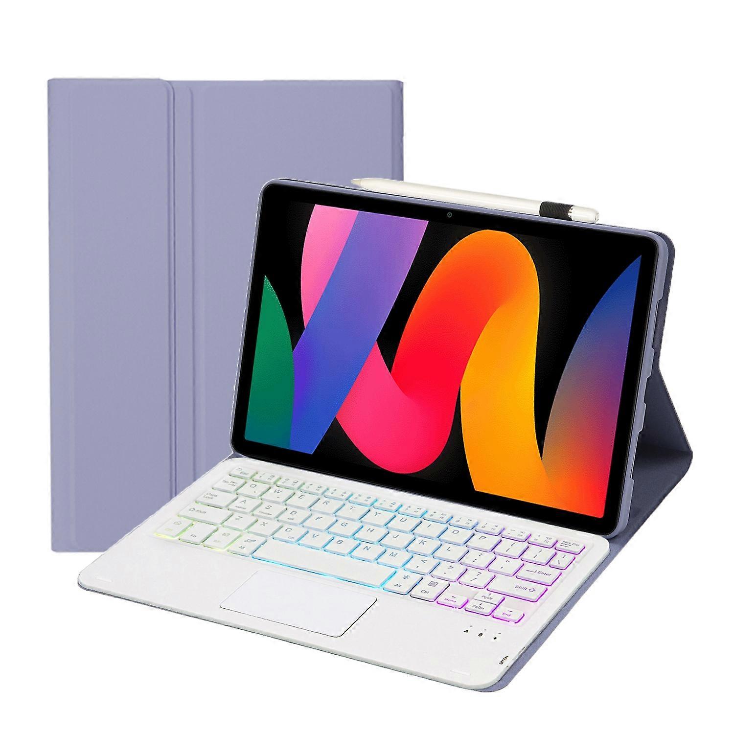 A0N9-AS Lambskin Texture Ultra-thin Detachable Backlight Bluetooth Keyboard Leather Case with Touchpad