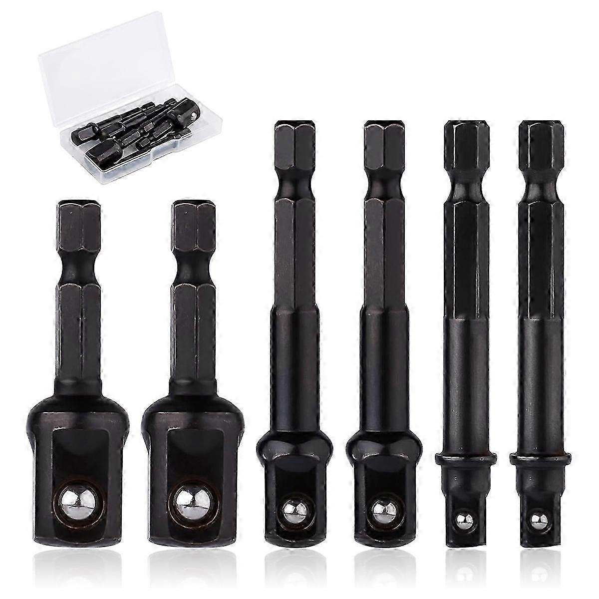 6pcs Impact Socket Adapter Set,1/4,1/2,3/8 Inch Impact Driver Conversion Set Socket Driver Bits Drill Socket Adapter Kit