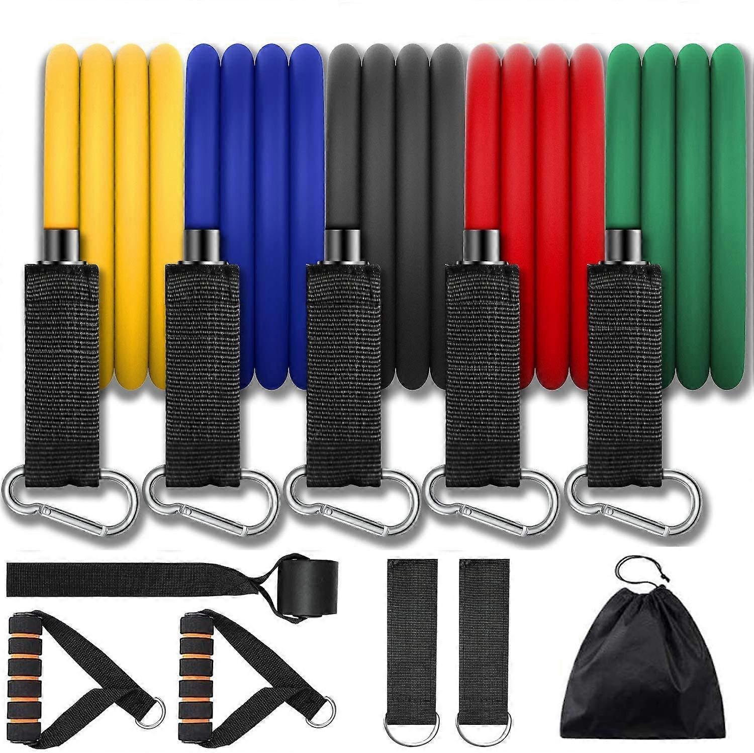 100LB Resistance Bands Set for Home Workouts, Physical Therapy - Exercise Bands with Handles, Door Anchor, Ankle Straps and Workout Guide