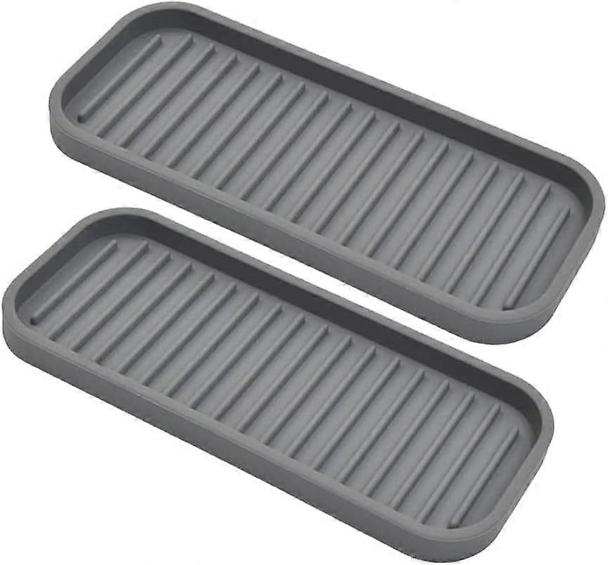 Silicone Sponge Holder, Kitchen Sink Organizer Tray, Soap Dispenser (2-Pack)