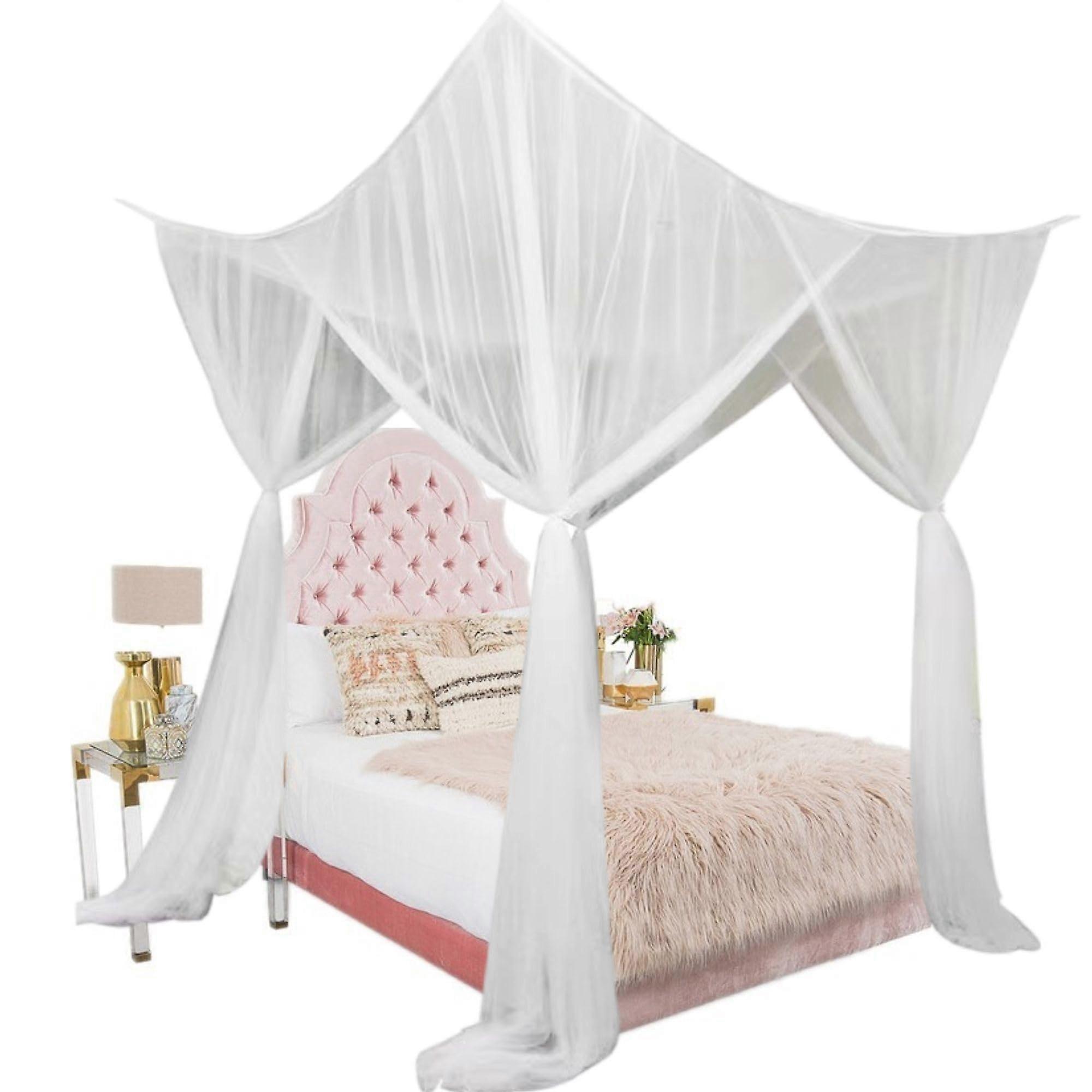 White Bed Canopy Mosquito Net for Beds, Canopy Bed Curta for Twin Queen Full Size
