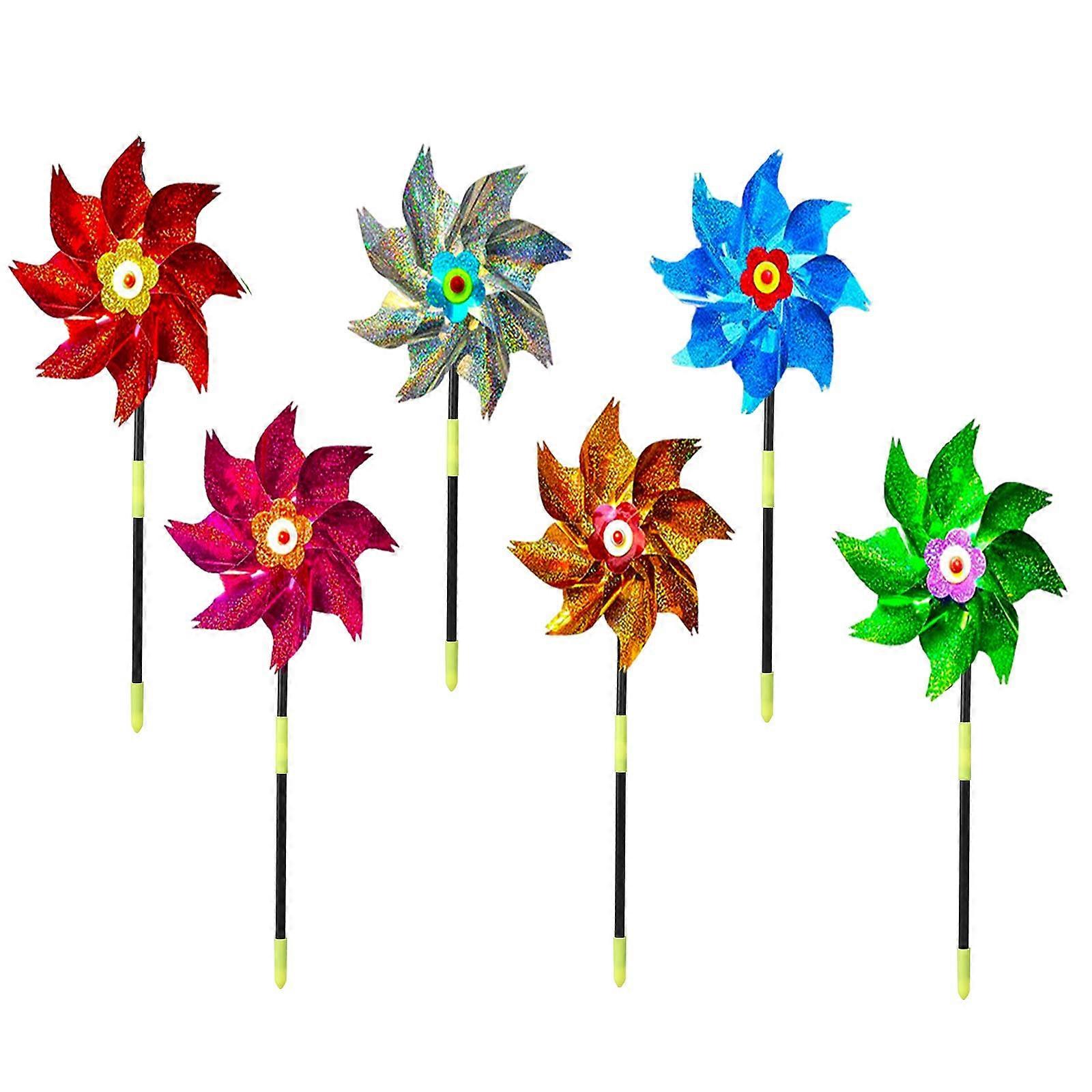 Reflective Pinwheels, Elegant Garden Decoration & Visual Light Repellent, Sparkling Wind Art for Bird Deterrence & Patio Farm Protection (6