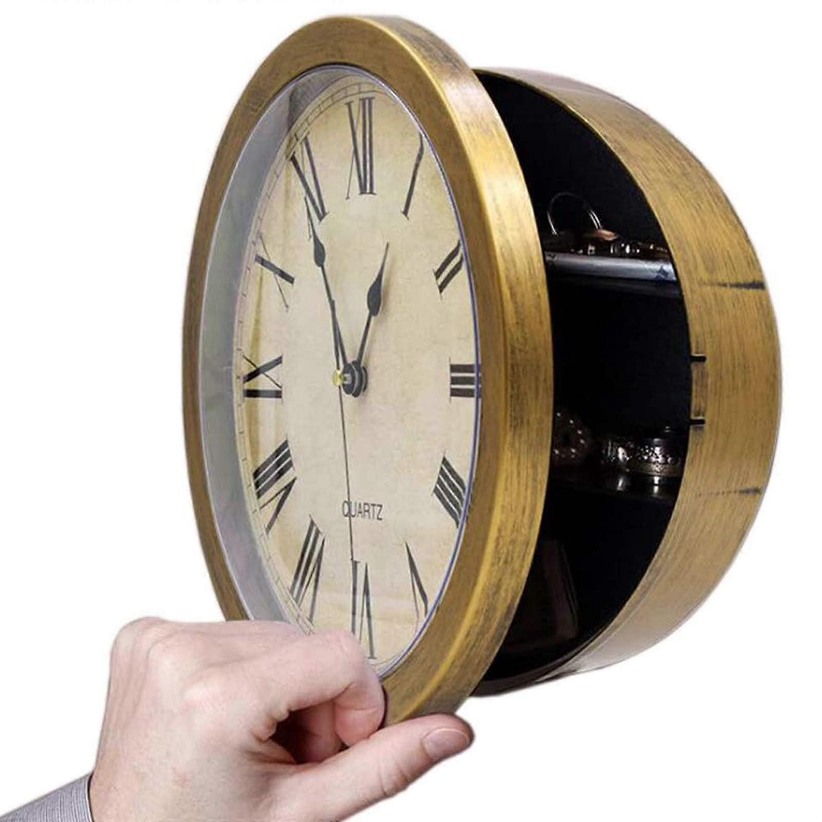 10 Inch Wall Clock With Hidden Safe, Vintage Bronze Finish, Silent Battery-Operated Movement, Diversion Safe
