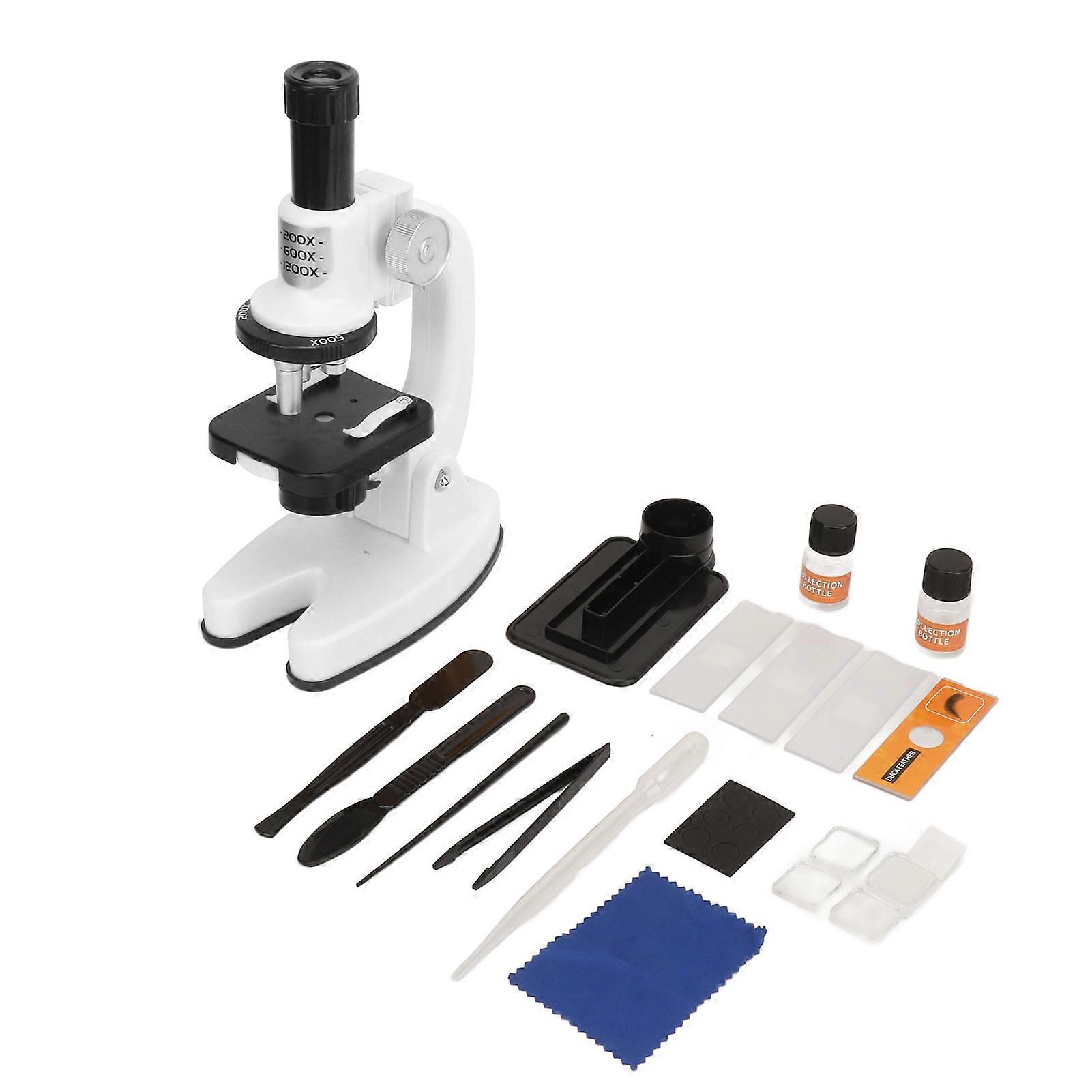 Kids Beginner Science Portable 200X‑1200X Microscope Kit for Kids Students Home School Laboratory