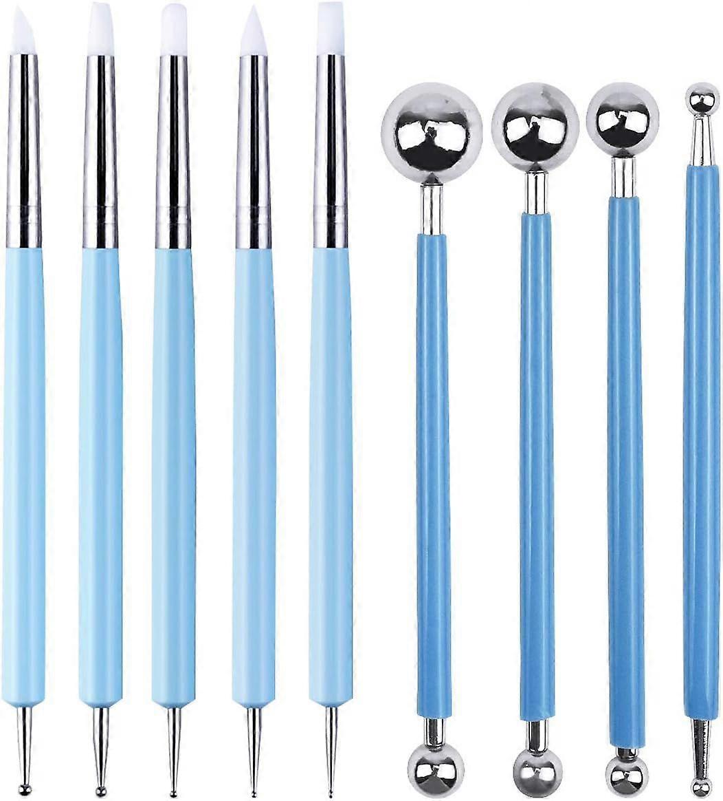 Pottery Tool, 9 Pieces Ceramics Kit Sculpting Modeling Tools Clay Accessories for Ceramic Pottery Clay DIY Art Includes Silicone Pens, Ball Tools
