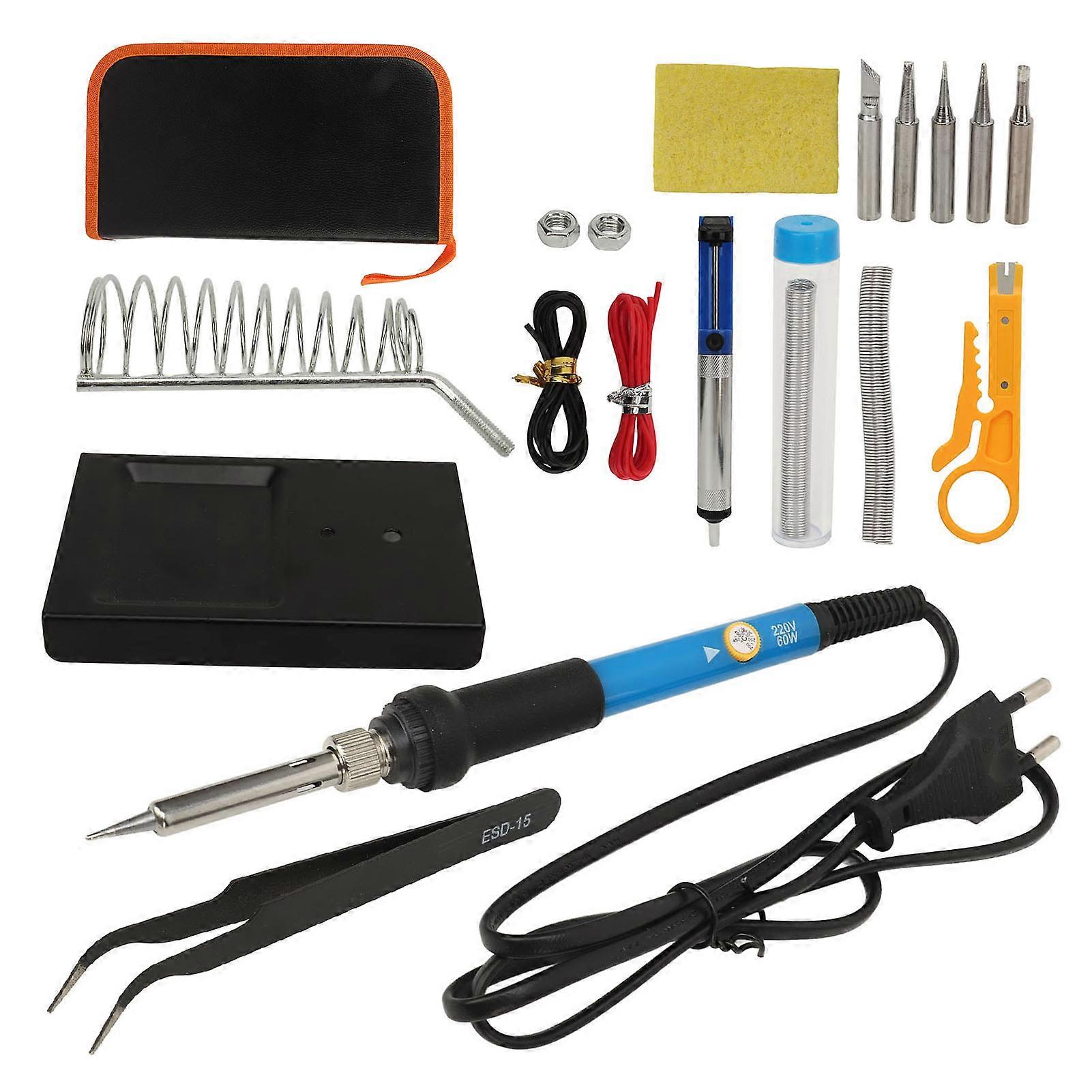 15PCS Set Soldering Iron Set Adjustable Temperature Solder Iron Kit Tool