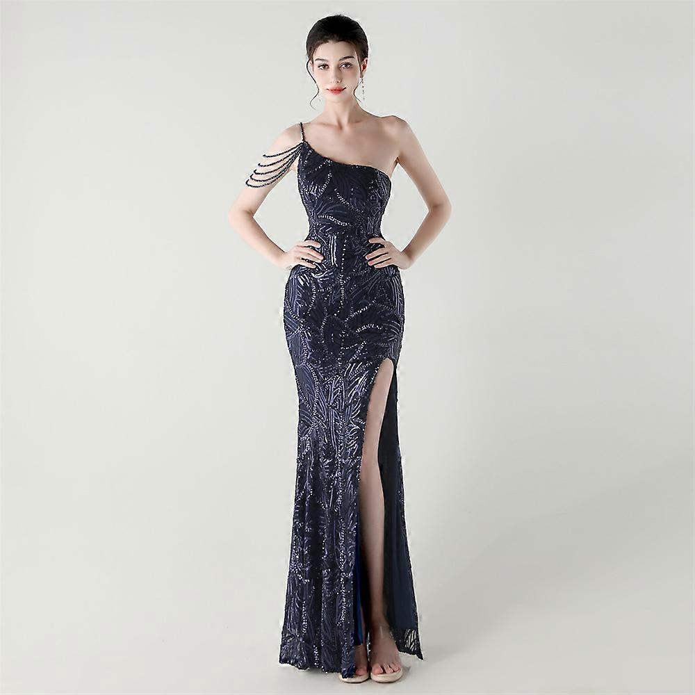 one shoulder Evening Dress side slit ladies Sequin party dresses wholesale  | Fruugo UK