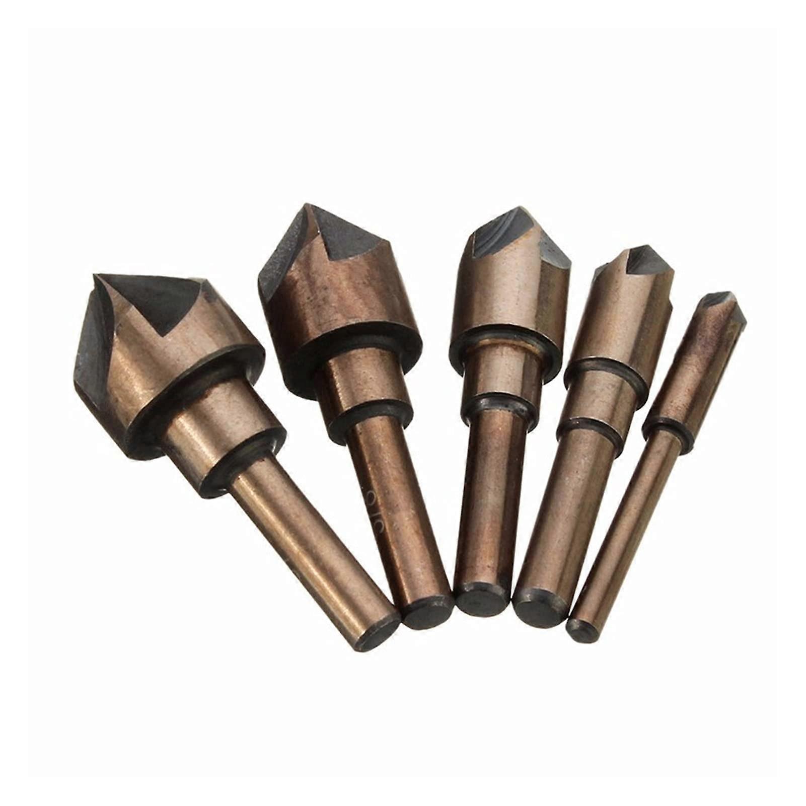 Hardware Milling Cutter 5 Pieces Of Industrial Countersunk Tool Set Head 82 Degrees 4341 HSS Drill Wood Chamfer (Color : Bag packing)