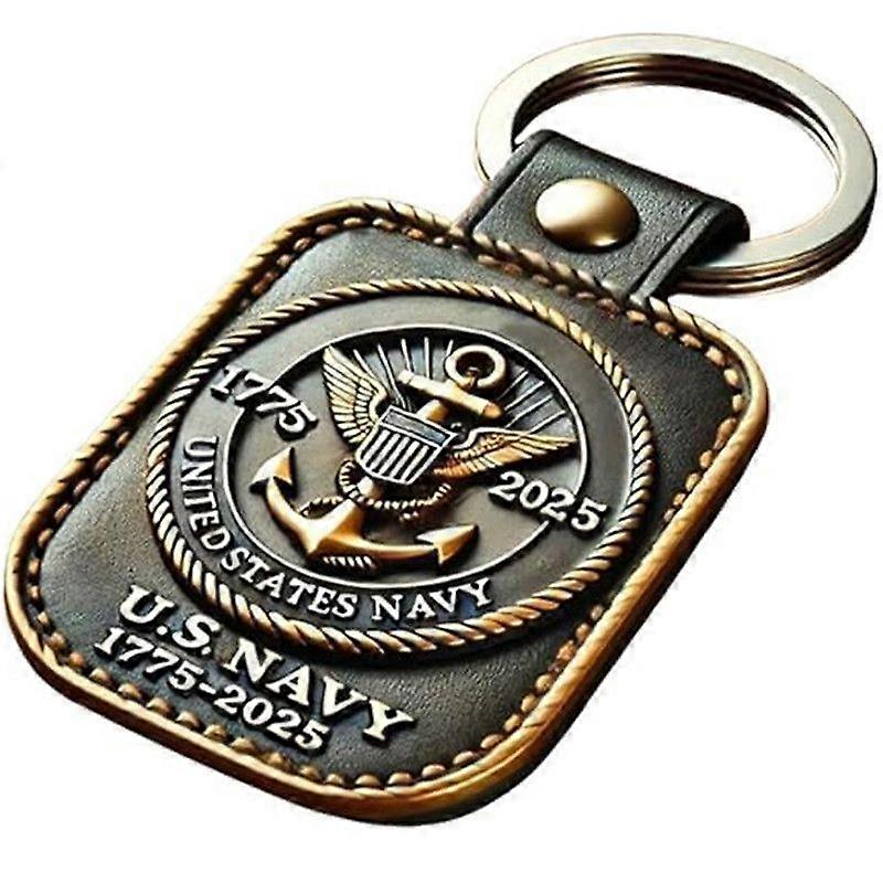 250th Anniversary Military Commemorative Leather Keychain, U.S. Marine Corps/Army/Navy Collector's Keyring Gift