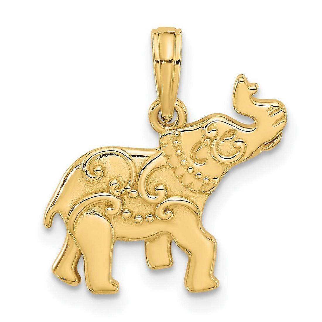 1.2mm 14k Solid Yellow Gold Polished Fancy Elephant Charm Pendant Necklace for Women - 1.5 Grams