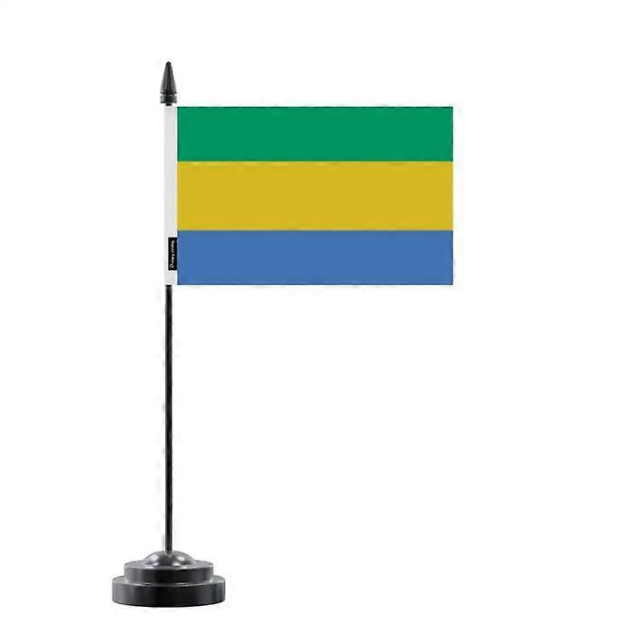 Table Flag - Multicolored - Gabon - 14 x 21 cm - Plastic Pole - Double-Sided Print