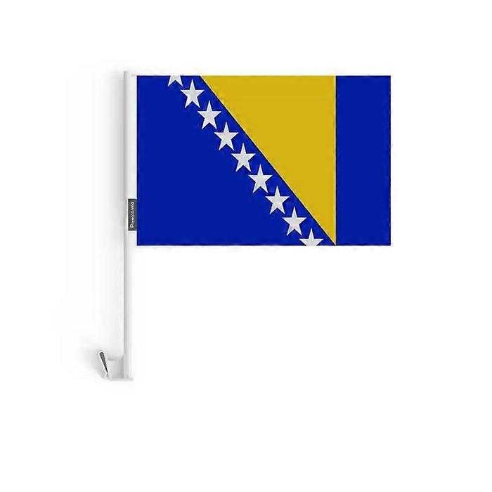 Bosnia and Herzegovina Car Flag – 14 x 21 cm – Polyester Fabric – Window Attachment – 10 pieces