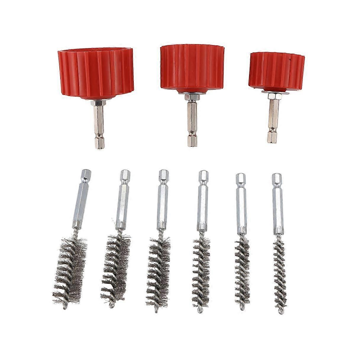 Copper Pipe Cleaner Set for Power Drill, Tube Cleaning Brush, Cleans Copper Pipes Tubes and Fitting