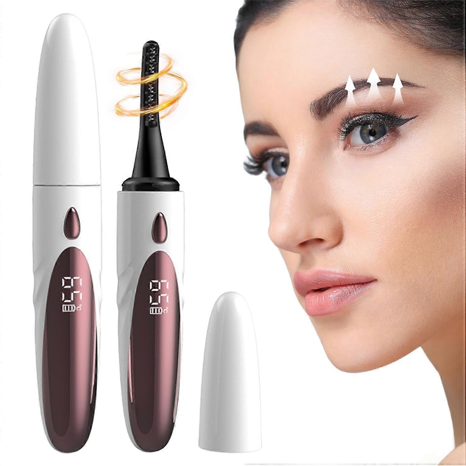 Heated Eyelash Curler, 2025 Rechargeable Mini USB Electric Eyelash Curler, 2 in 1 Curling Tool for Long Lasting Lashes (White)