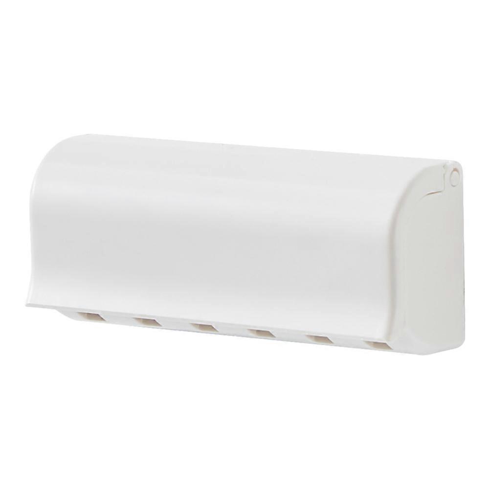 Wall Mounted Toothbrush Holder with Cover, ABS Toothbrush Stand for Bathroom Storage, No Punch Installation, Space Saving Design, Lightweight