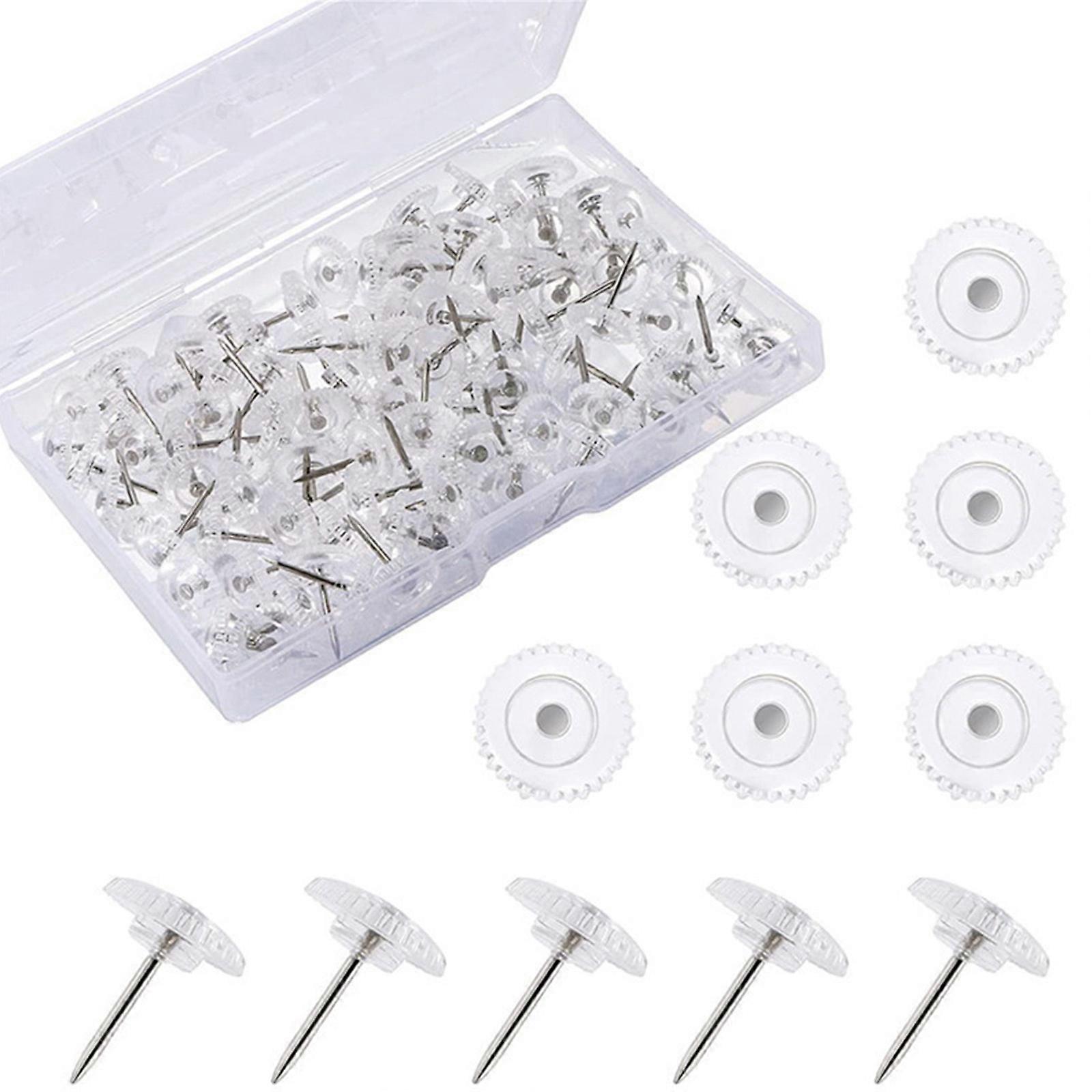 100pcs Decorative Pushpins Set Small Clear Thumb Tacks Set Box Sealed for Ideal for Adults Displaying File Photo Posters