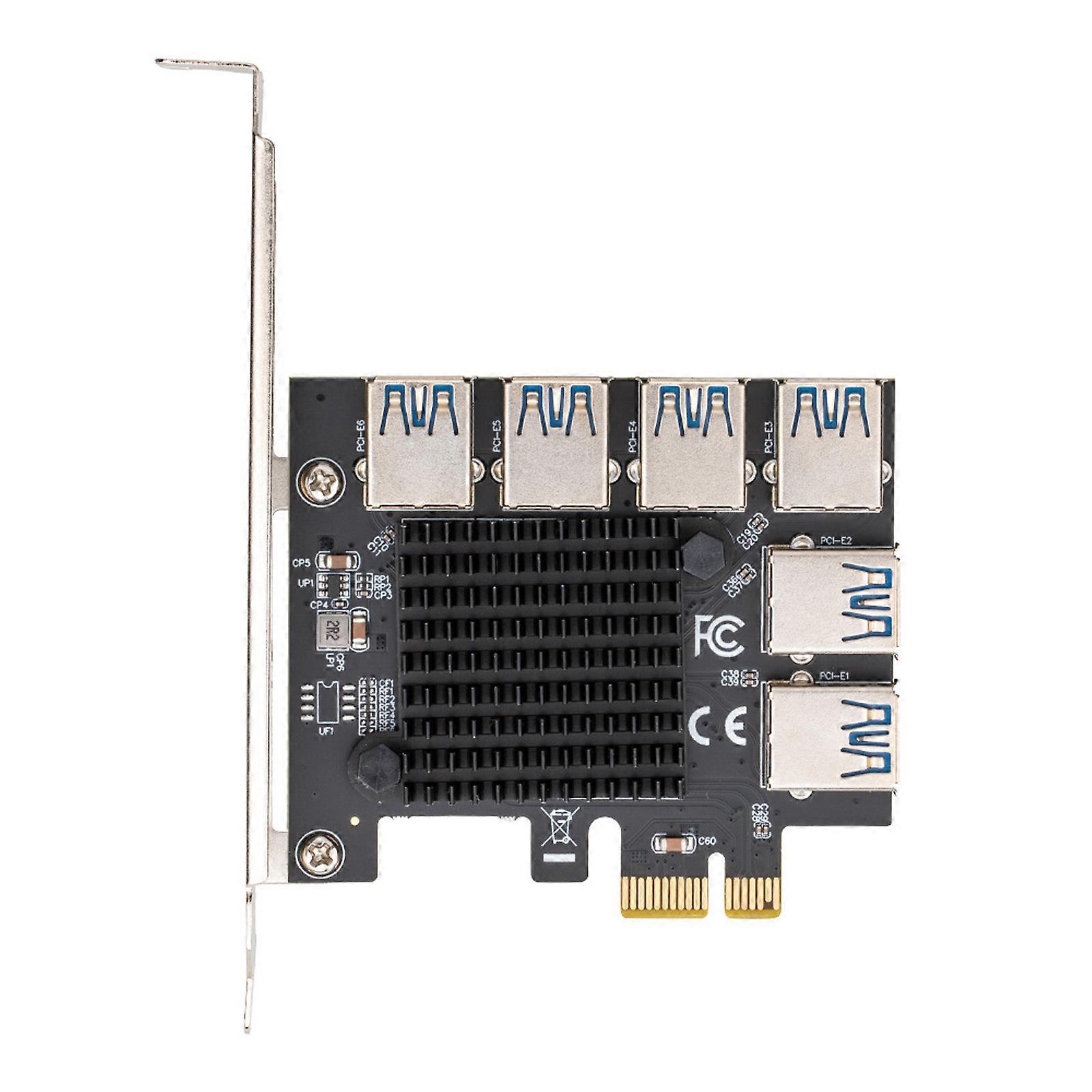 PCI-E to PCI-E Adapter Card 1 to 6 USB3.0 Riser PCIE PCI for Express 1x to 16x Graphics Card Dedicated Card Gold-Plated