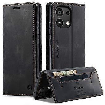 For Xiaomi Redmi Note 13 4G Wallet Case AUTSPACE A01 Leather Stand Cover with RFID Blocking Card Hol