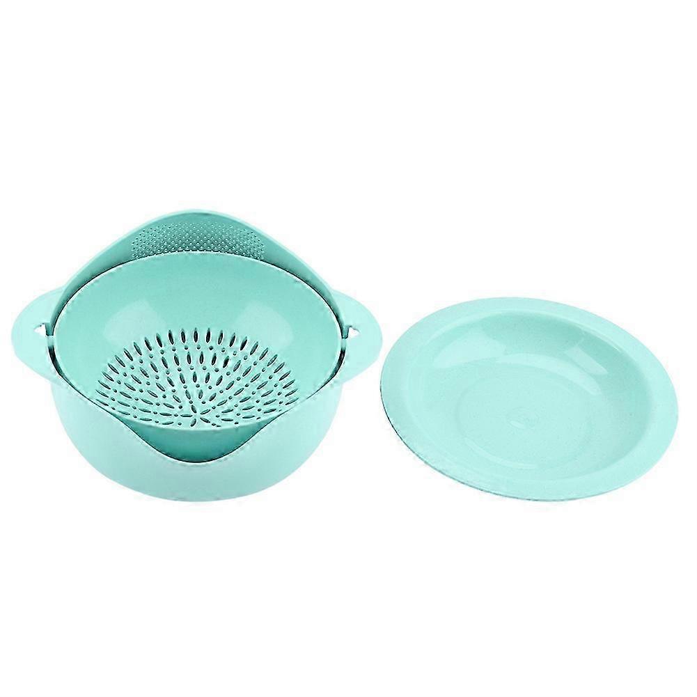 Wheat Straw Rotating Drain Basket Double-Layer Hollow Vegetable Strainer Kitchenware