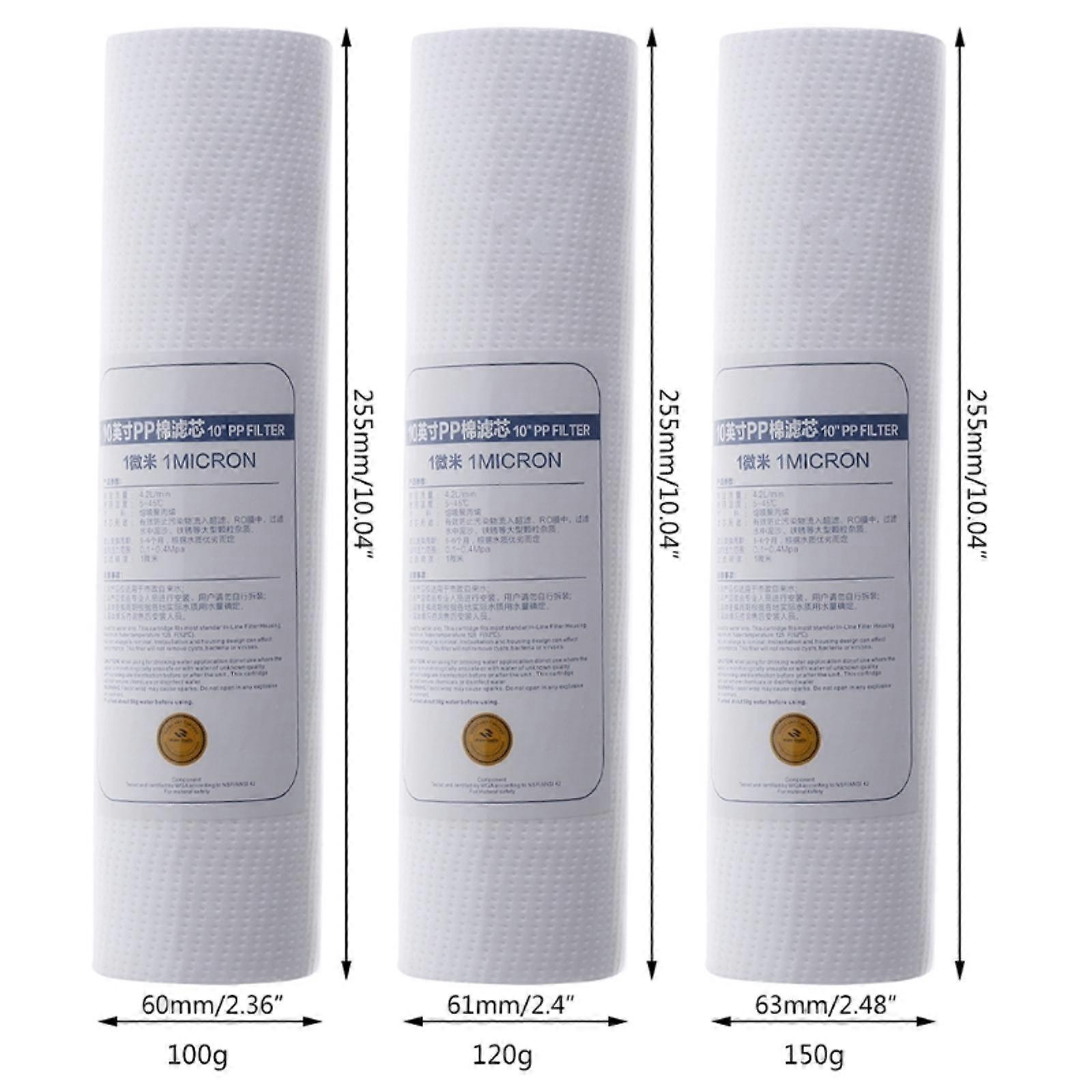 10" Water Purifier PP Filter Cartridge 1 Micron Strainer Sediment Replacement White