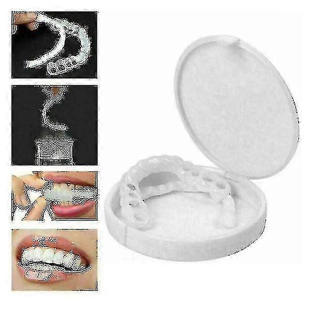 2-Pack Snap-On Dentures with Veneers, Adjustable Braces & Storage Case