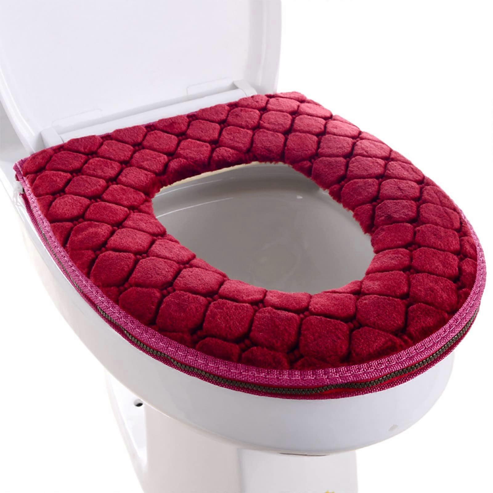 Soft Toilet Seat Pad Washable Cushion Comfortable Red Fits Most Standard Toilet Lids Non-Slip Design