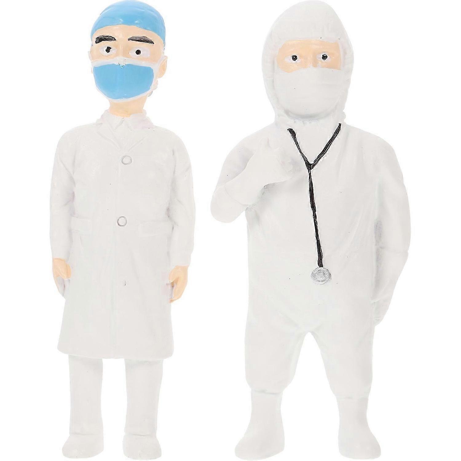 2pcs Tiny People Figurines Doctor Small Figures Miniature Figurines for Mini House