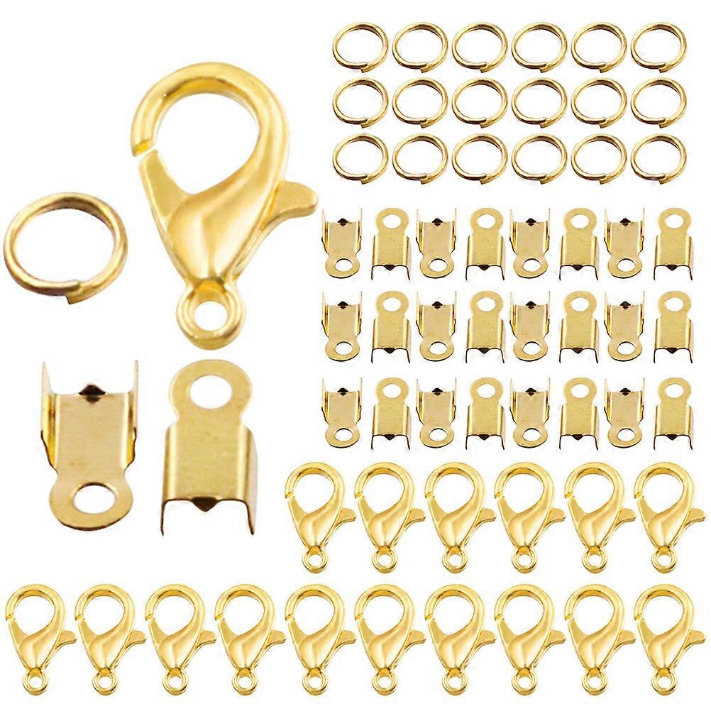 Jewelry Findings Kit with Fold Over Cord Ends, Jump Rings & Lobster Clasps for DIY Necklaces, Bracelets & Handmade Earrings