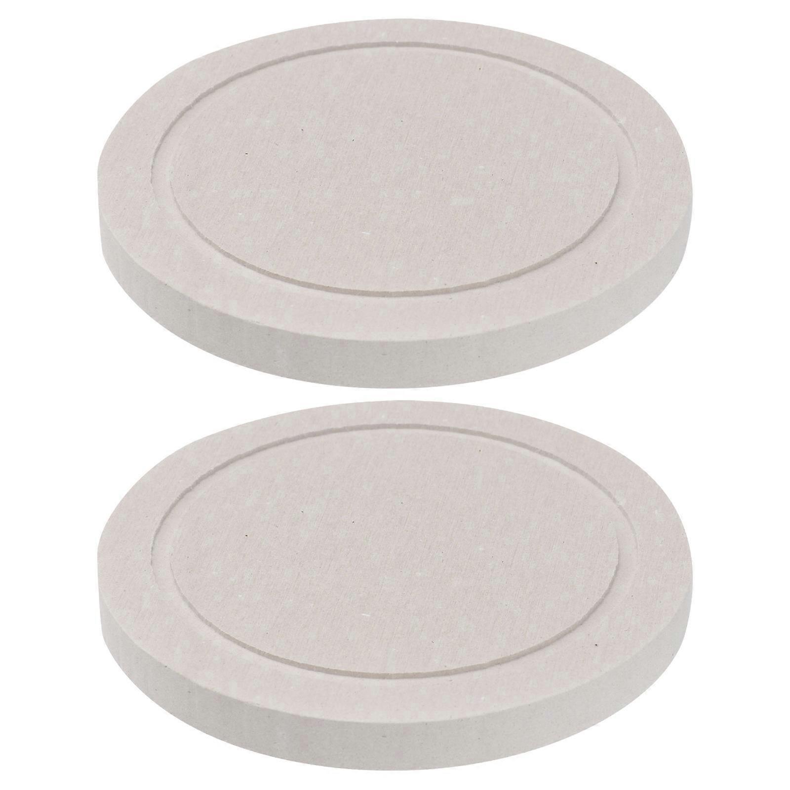 Diatom Mud Coaster Set of 2 Simple Absorbent Pad for Daily Use Light Grey Synthentic Material