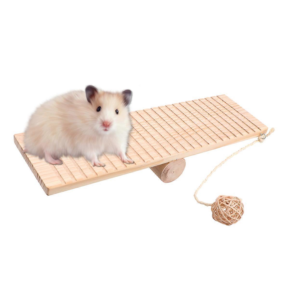 Durable Wooden Hamster Seesaw Balance Platform for Safe Interactive Play and Training, Easy to Clean Pet Toy for Hamsters