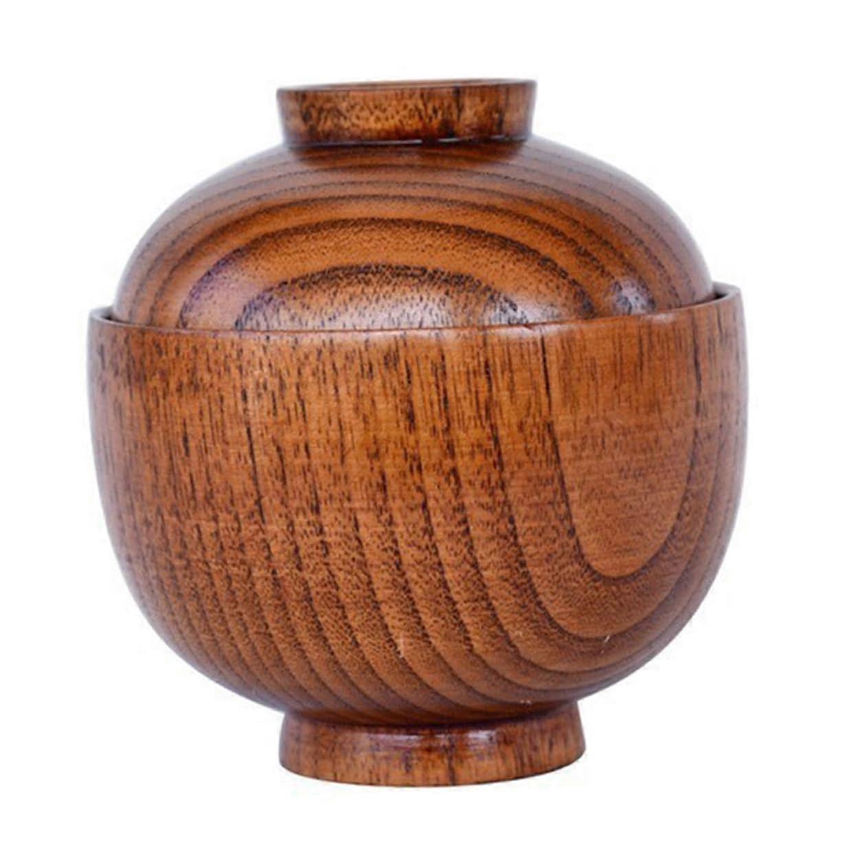 Japanese Wooden Bowl With Lid - Multi-Functional Rice And Soup Bowl For Home And Restaurant, Handmade Kitchenware For Serving Snacks And Stews