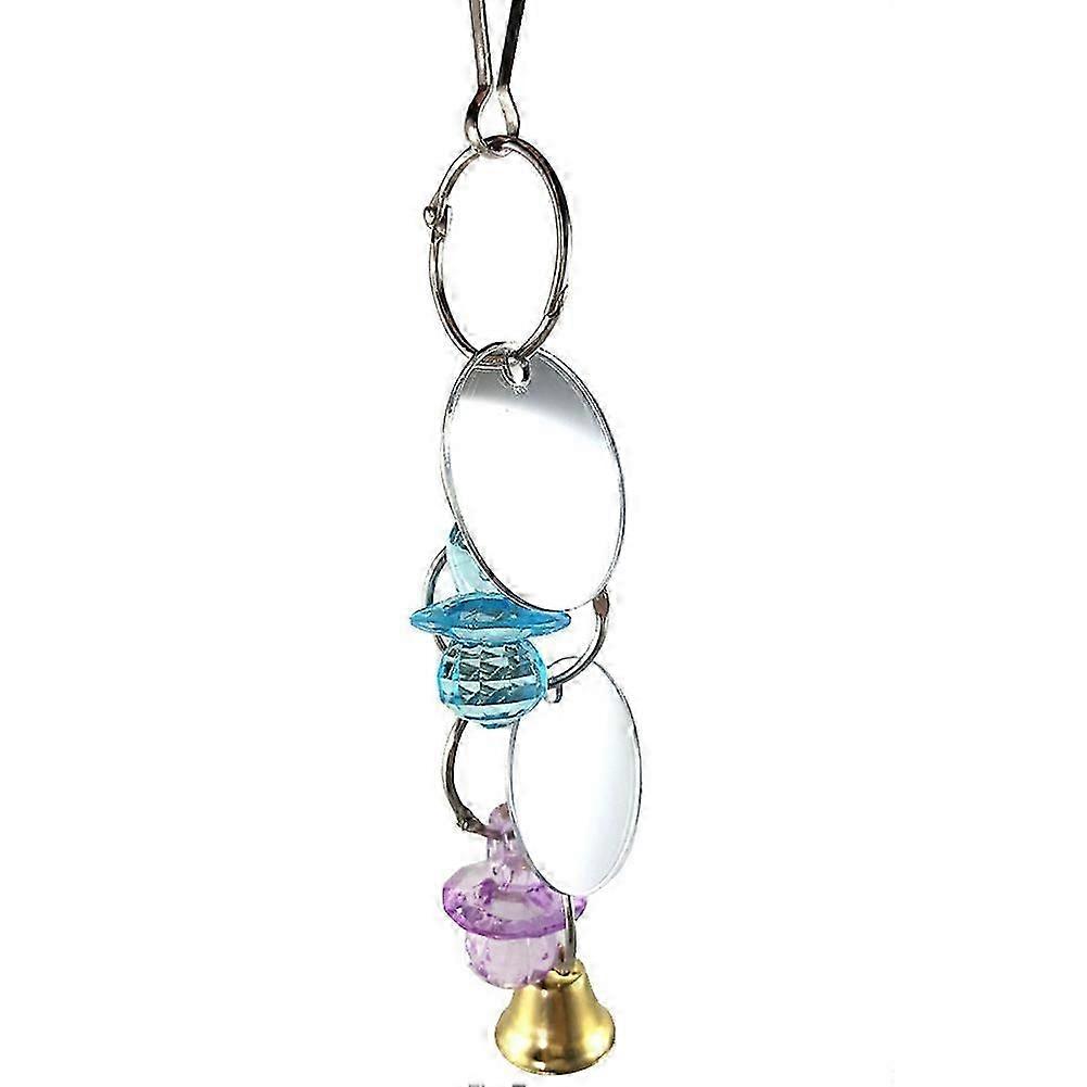 Mirror Bell Acrylic Little Nipple Pet Bird Parrot Chew Bite Cage Hanging Toy