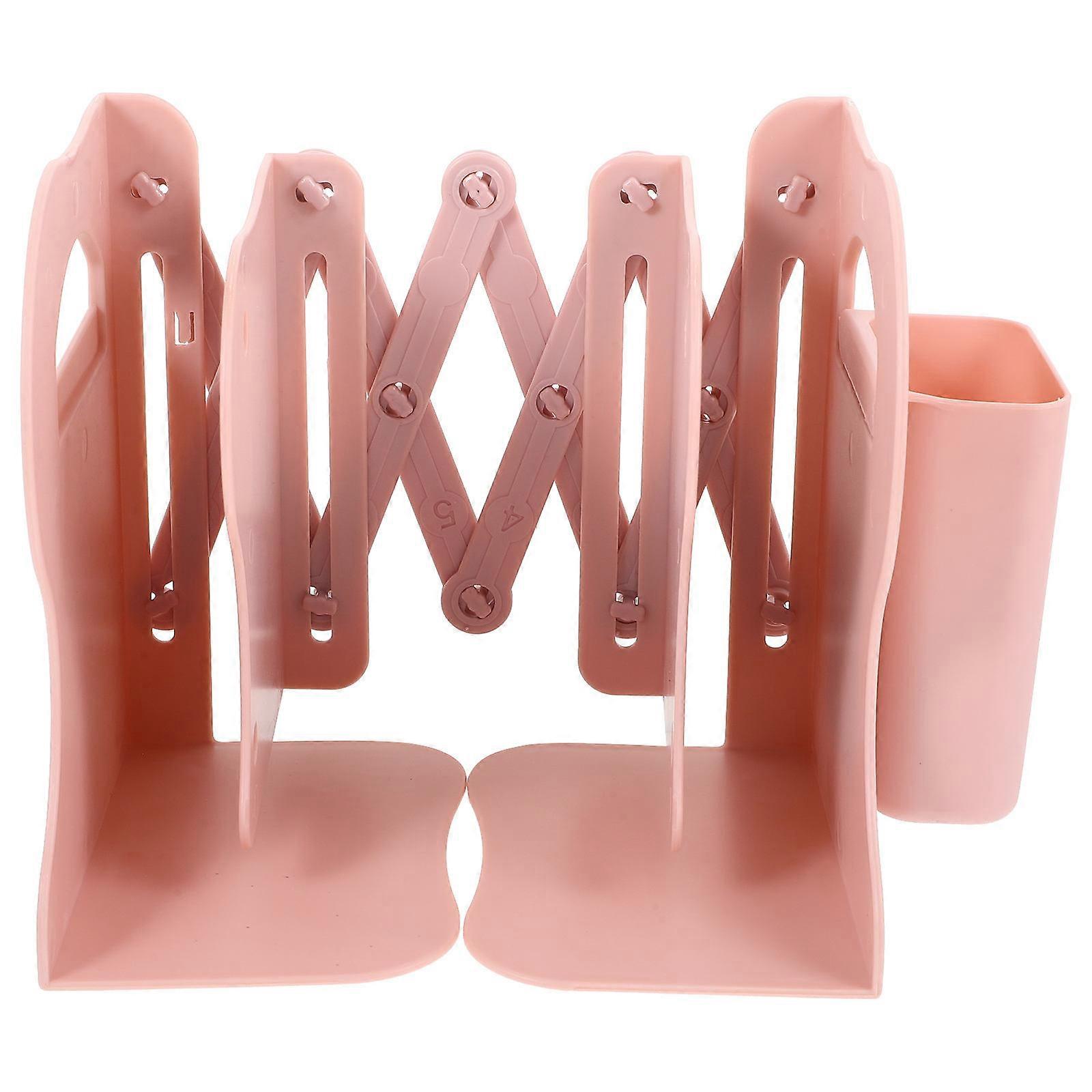 Non-skid for Shelves Multi-use Bookend Heavy Duty Pink Storage Holder for Files Office 1Set
