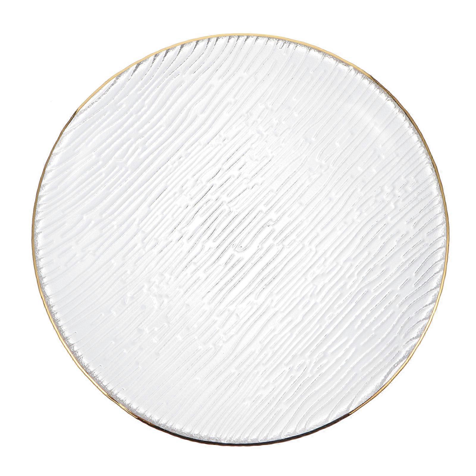 Dessert Display Plate Glass Dinner Plate Transparent Rectangular Pattern Home Use 1Set