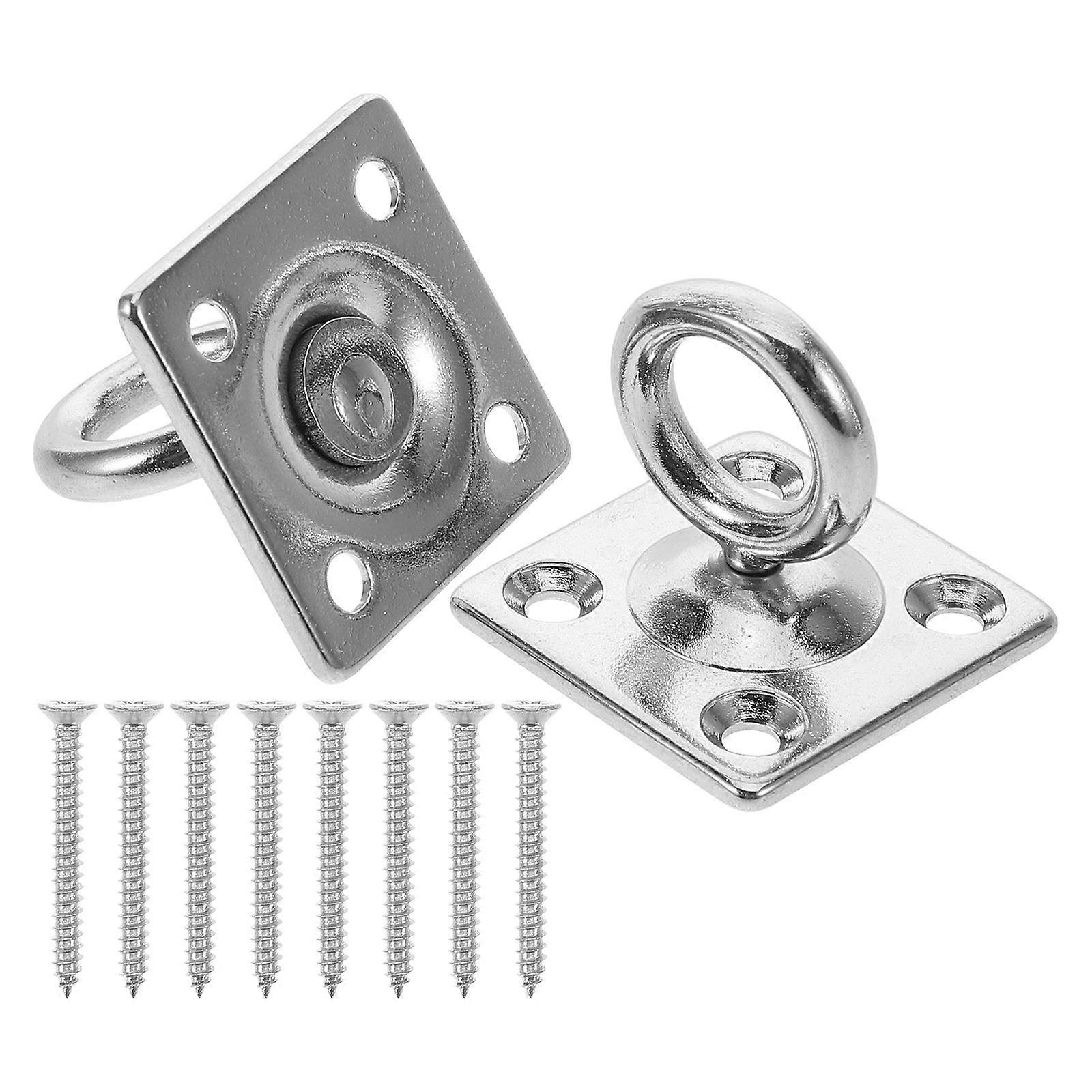 Heavy Duty Stainless Steel Pad Eye Hooks for Secure Hanging Swings, Hammocks – Easy Installation with Included Screws