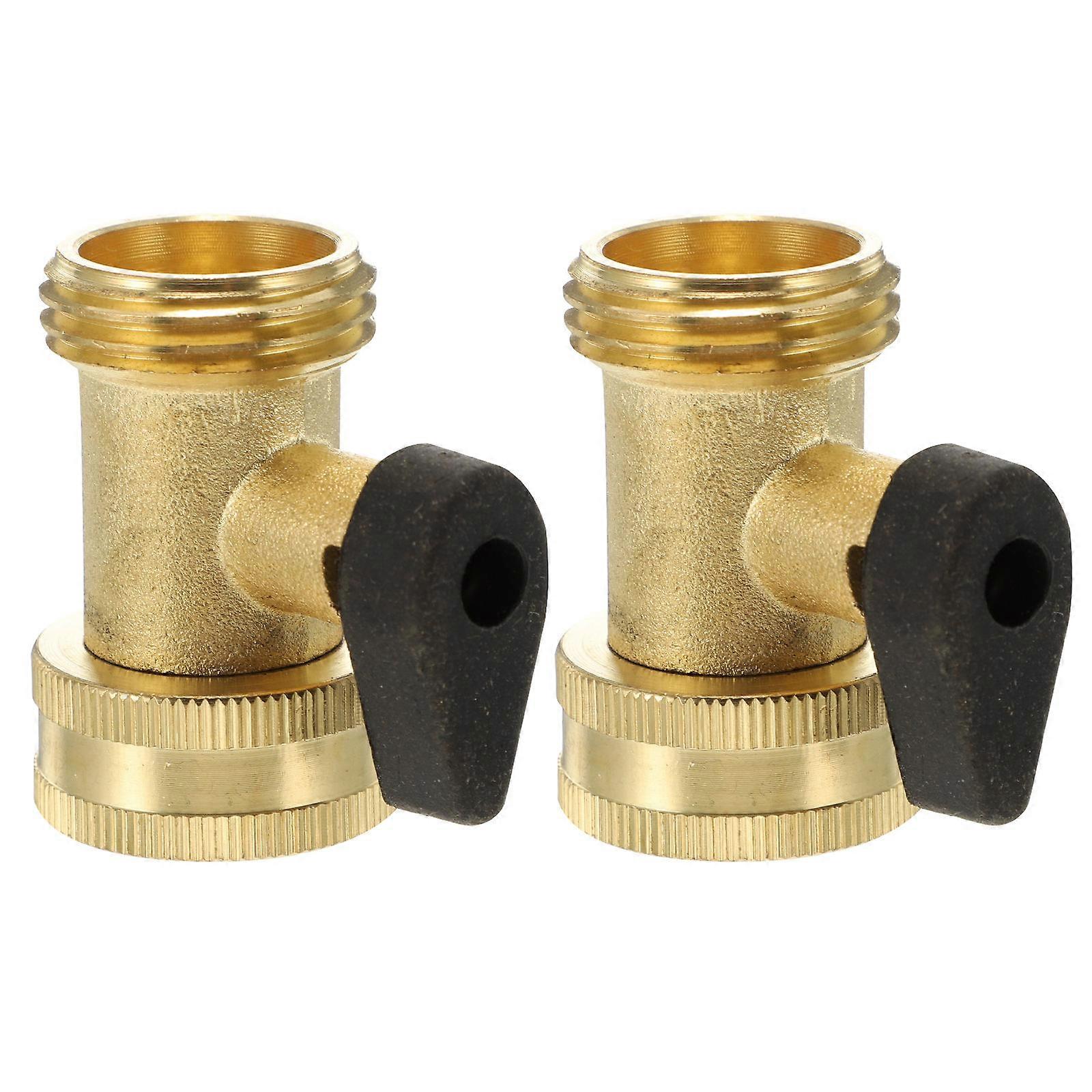 2pcs Golden Solid Brass Garden Hose Shut Off Valves Easy Use for Garden Hose Connectors