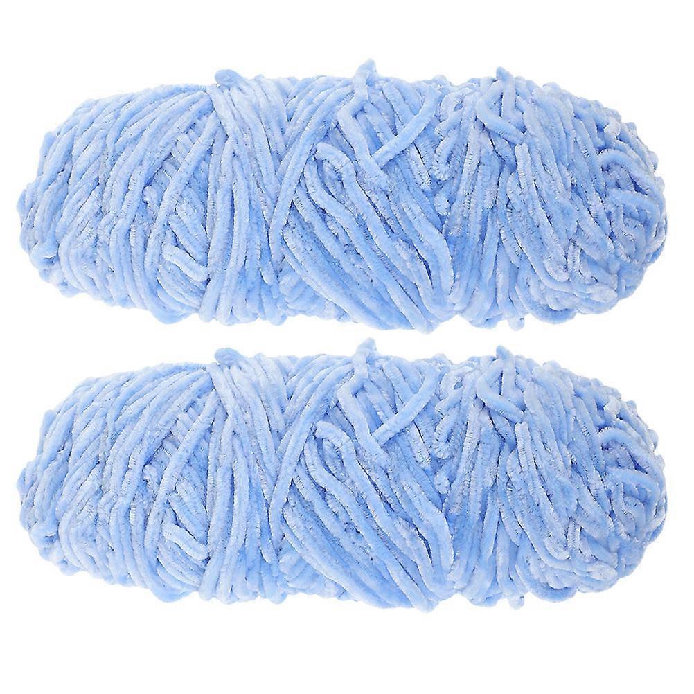 Bulk Yarn For Crocheting Yarn Kit For Beginners Diy Crafts Home Decor Sky-Blue 2 Rolls
