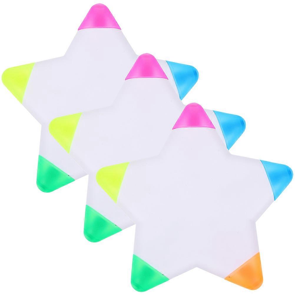 Color Markers Star Shape Highlighters For Class Notes Children 3Pcs