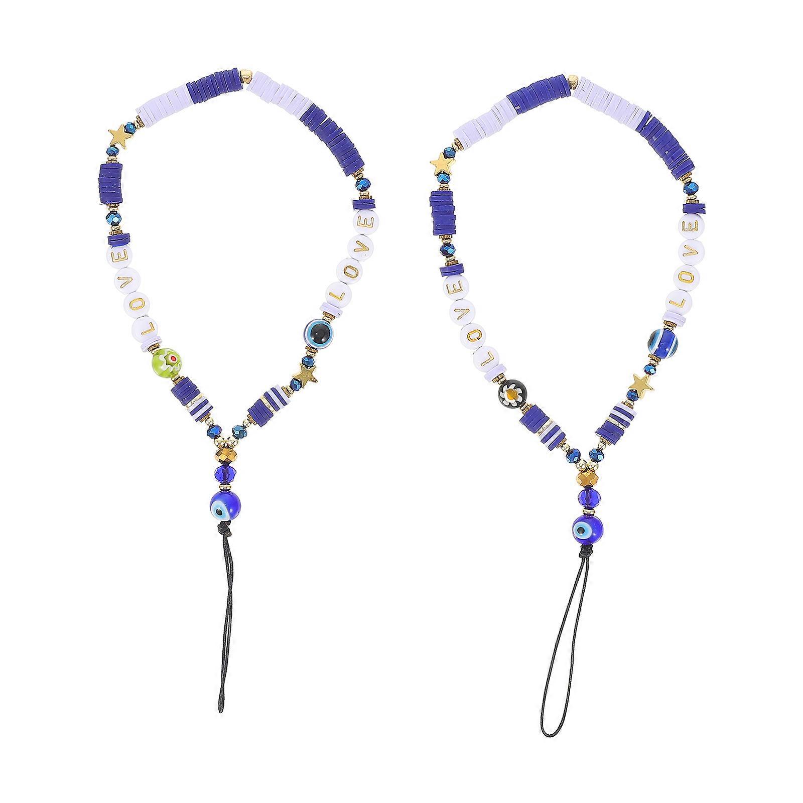 2pcs Bohemian Hanging Chain Decorative Beaded Accessory for Phones & Bags Easy Installation Durable Design