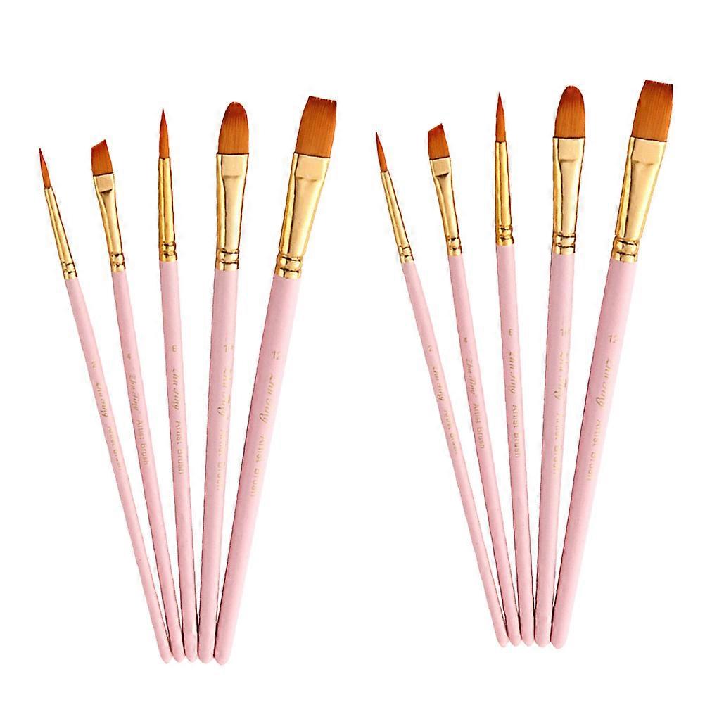 Practical Paintbrush Watercolor Painting Tool Beginners Pink 20X1.2X0.5CM Gouache Painting 10Pcs