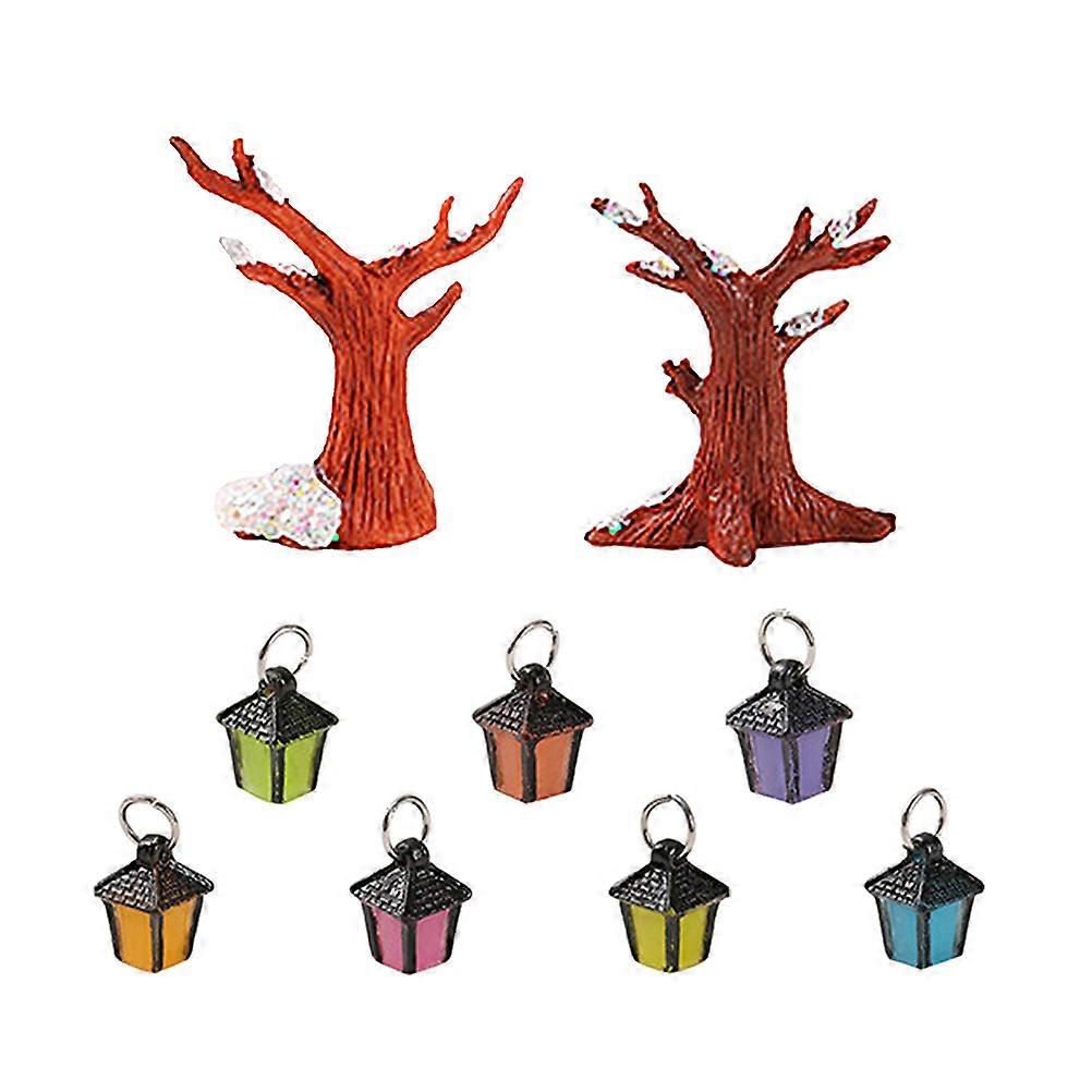 Miniature Trees For Models Diy Miniature Scene Trees Decorative Resin Tree Shape With Mini Lights 1 Set