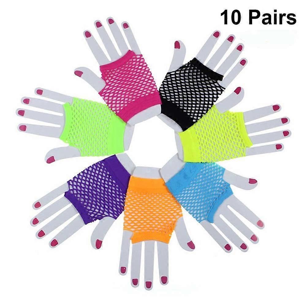 Prom Evening Gloves Fingerless Gloves Street Dance Performance Gloves Short Style Assorted Color 10 Pairs