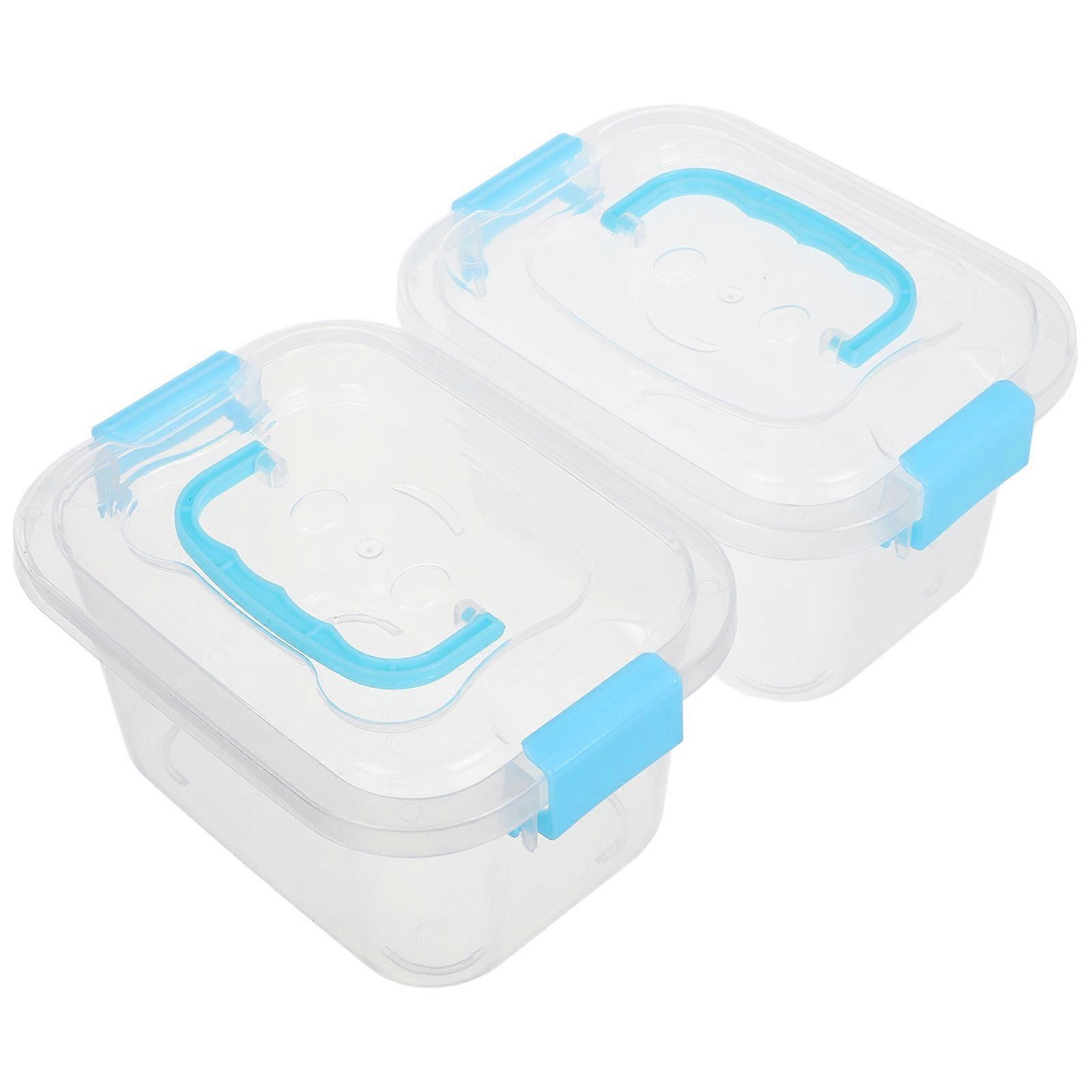 2pcs Mini Transparent Plastic Storage Box With Lid Small Clear Container For Jewelry Snacks And Accessories Removable Handle Space Saving Design Easy
