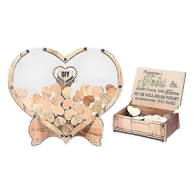 Hjerteformet ramme træ kærlighedssignatur gæstebog rustik dropboks med hjertemærker bryllup fødselsdagsfest rekvisitter skrivebordsdekoration