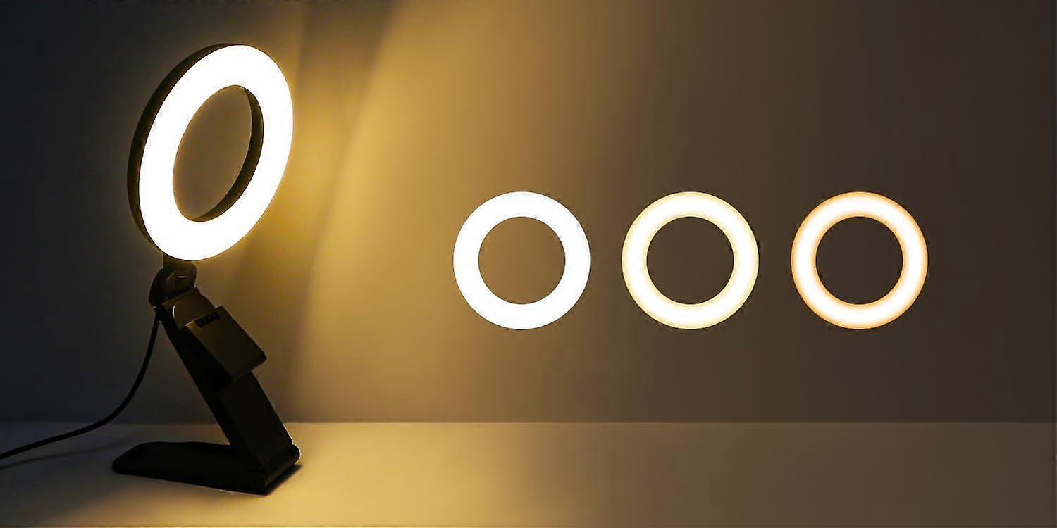 Ring Light for Laptop Desk Clip, Small Computer Video Conferencing Lighting with Stand for Phone/Webcam/Screen, 5\" Portable Mini LED