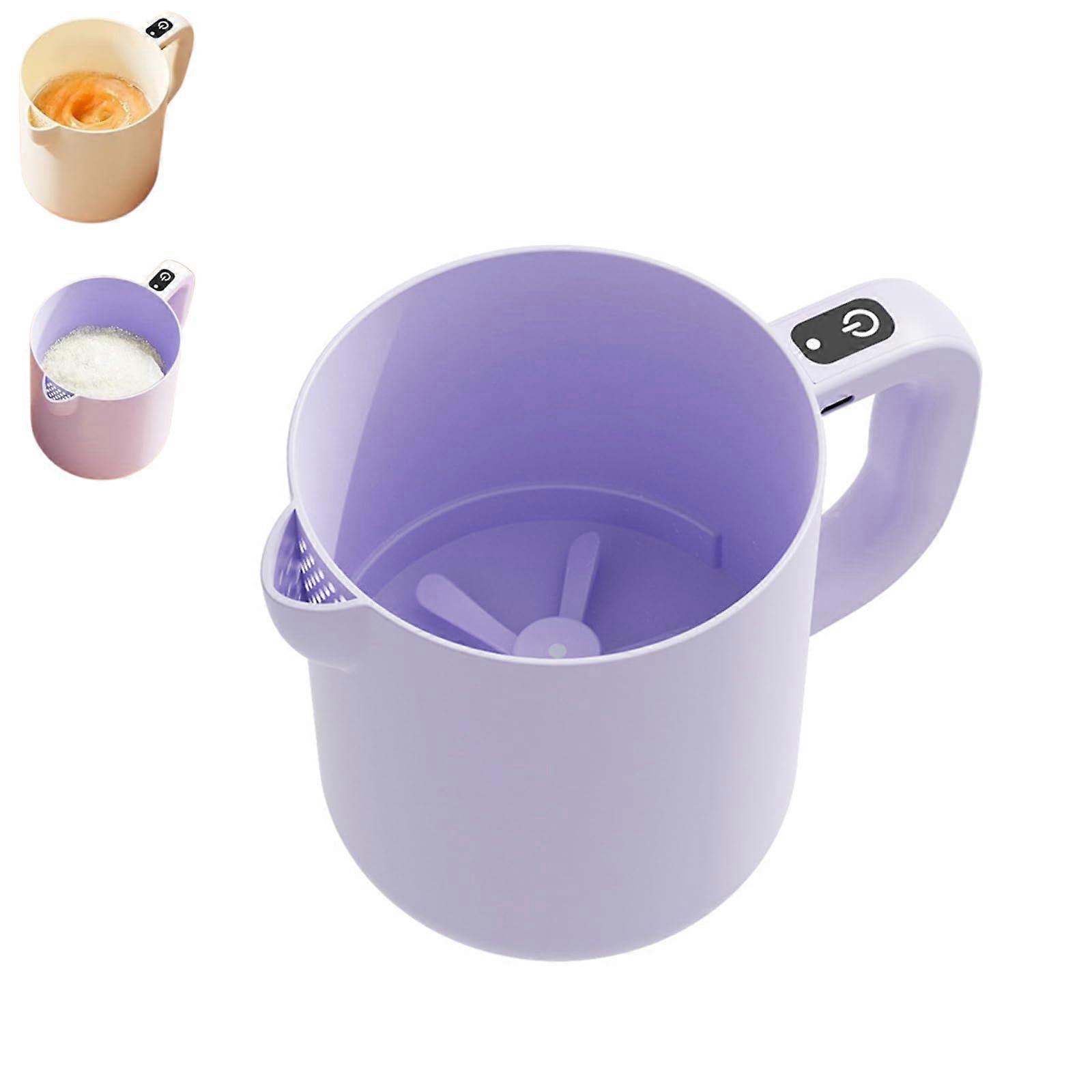 Multi-Function Electric Egg Churn 2-in-1 Whisk and Filter 1L Large Capacity Purple for Beating Stirring and Filtering Eggs