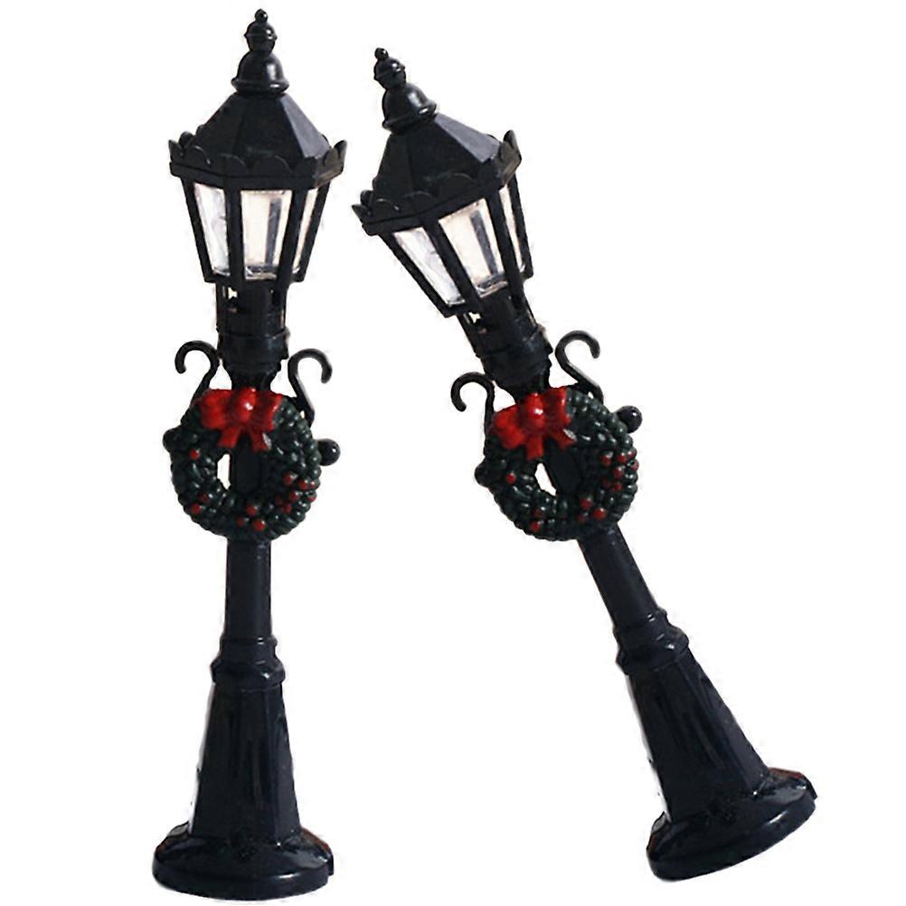 Mini Street Light Model Diy Accessory Xmas Street Light Models Assorted Color 12X2.5X2.5CM Doll House Decor 2Pcs