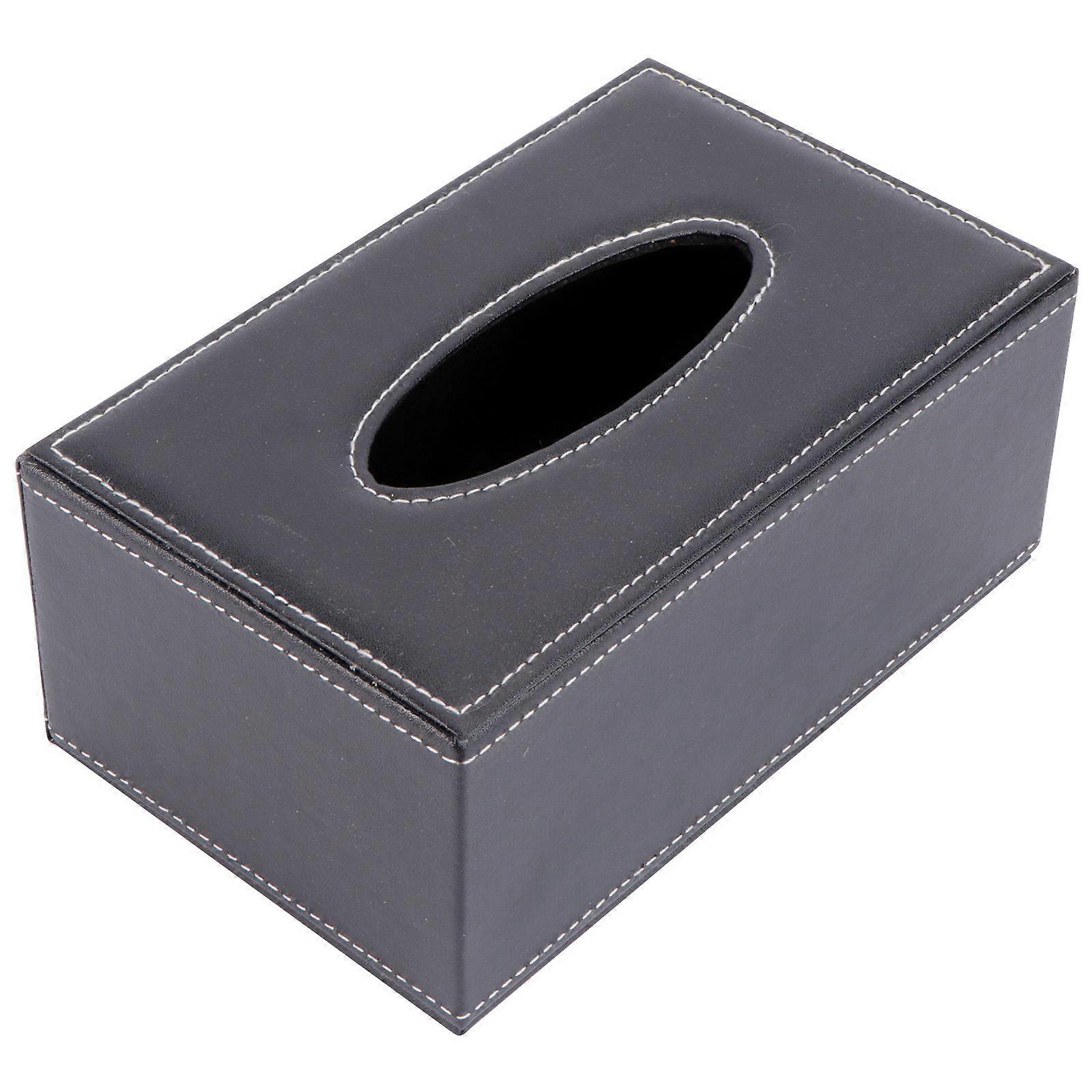 Practical Tissue Box Stylish Napkin Container Black Rectangular For Home Use 20X12X8.5cm 1Pc