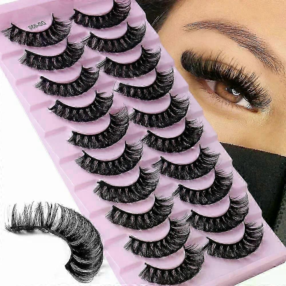 10 Pairs of Reusable Fluffy 3D Strip Lashes with DD Curl for Extensions