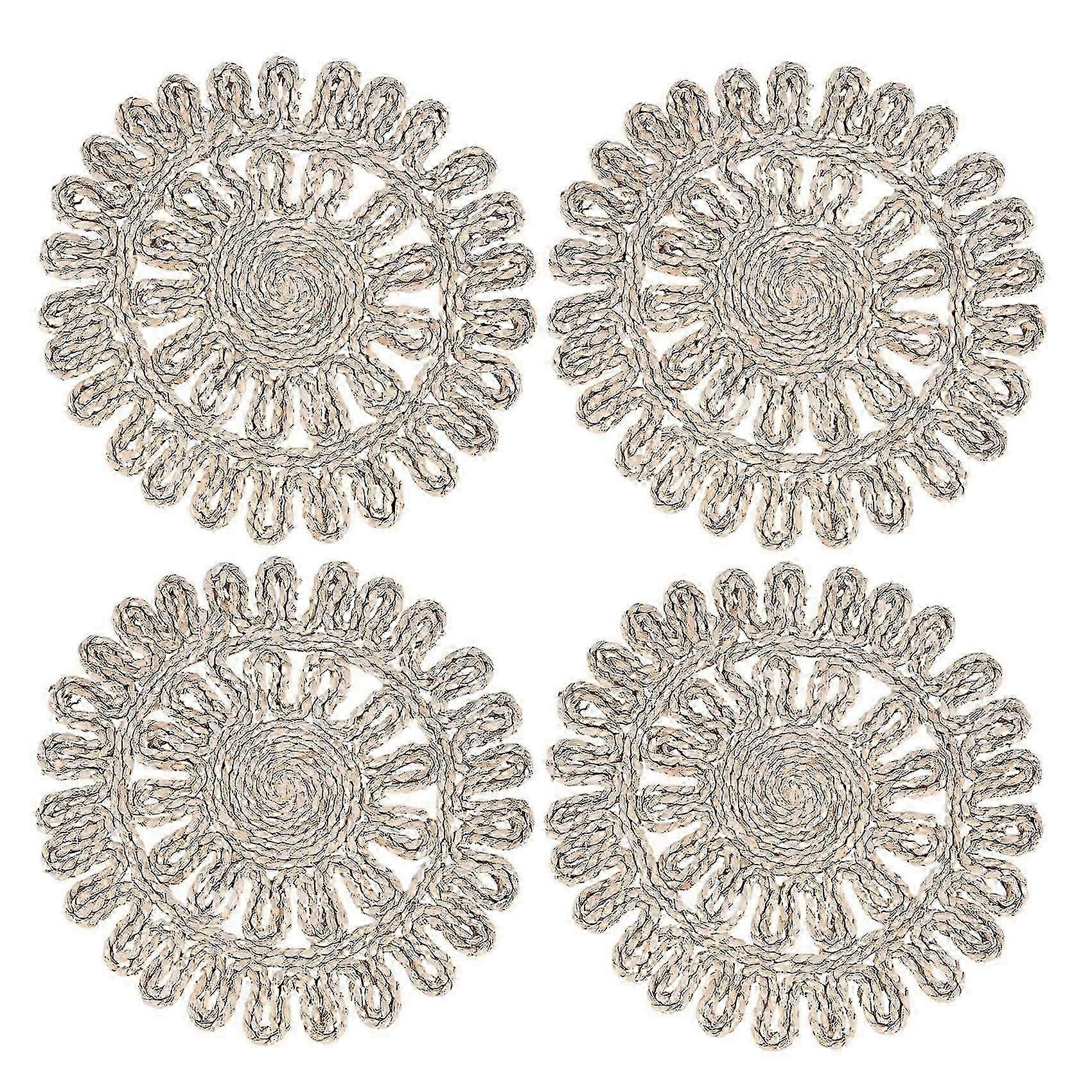 Set de table rond tissé pour table à manger, napperon en rotin tressé naturel, assiettes creuses en osier à usage domestique